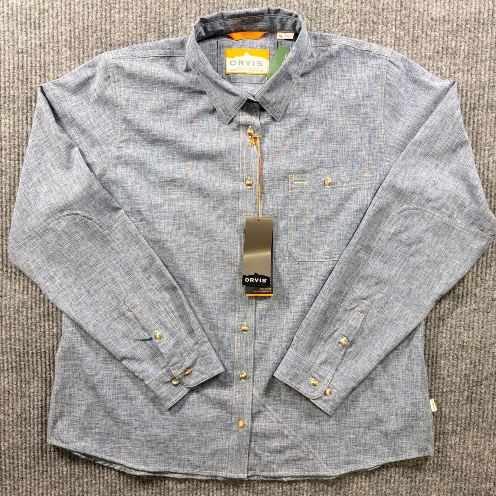 Orvis Women XL Blue Outdoor Performance Long Sleeve Button Down Shirt NWT - Picture 2 of 10